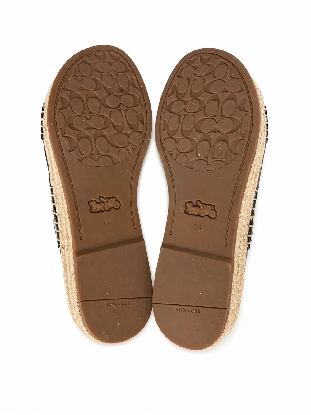 Coach Black Leather Double-Strap Espadrille Slide Sandals Size 7.5B Designer - Picture 3 of 3